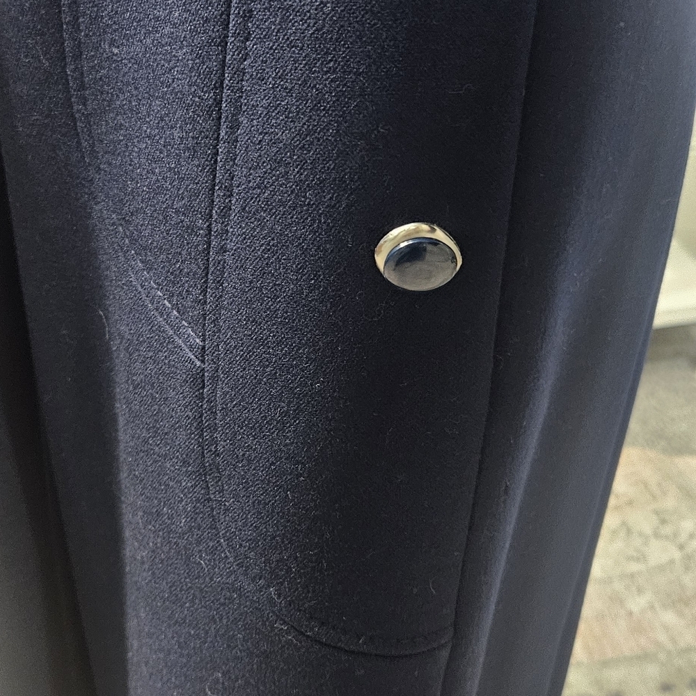 Vintage Navy Wool Coat with Fur Collar – by Sixth Sense –Made in Germany - Picture 4 of 16
